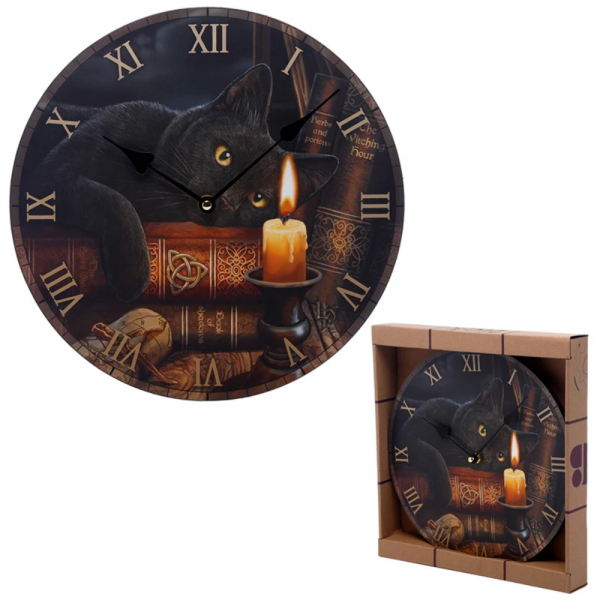 LISA PARKER WITCHING HOUR CAT WALL CLOCK